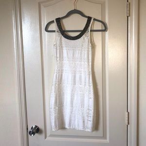 White Floral Lace Sleeveless Dress